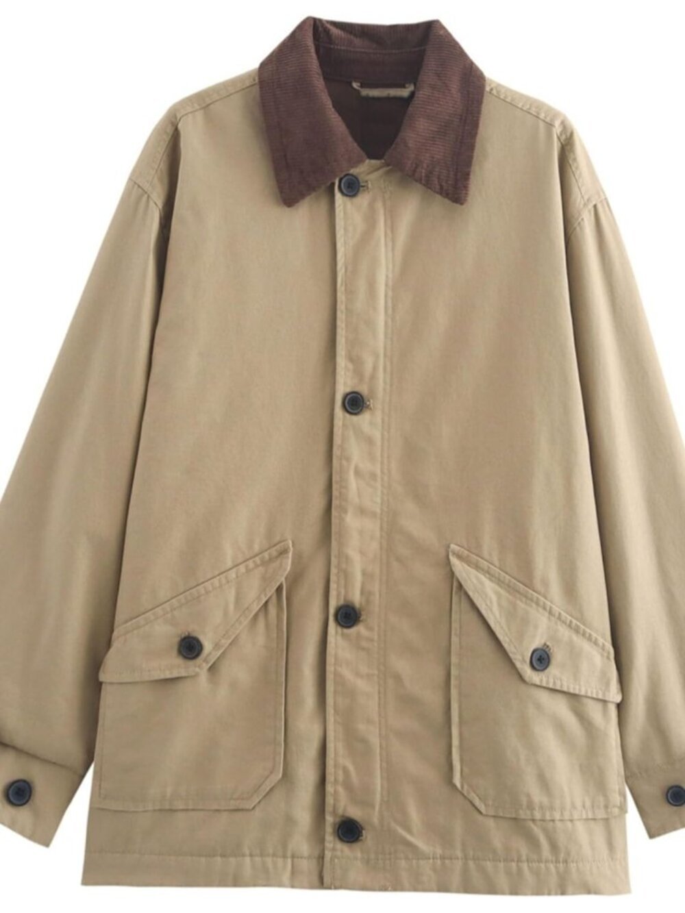 Womens Barn Jacket Classic Canvas Utility Jackets Corduroy Collar Vintage Button